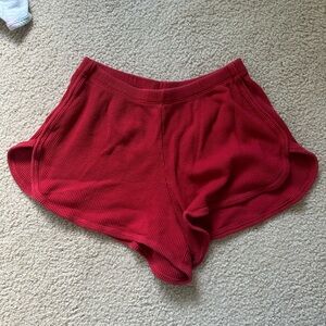 Brandy Melville john galt red waffle knit shorts